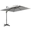 9ft Cantilever Patio Umbrella, Square Overhanging Umbrella with Cross Base, Crank Handle, Tilt, 360° Rotation and Aluminum Frame