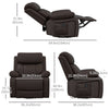 Leather Reclining Chair with Vibration Massage, Swivel Base, Rocking Function, Remote Control