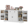 Sideboard Buffet Cabinet, Farmhouse Coffee Bar Cabinet with Door Shelves, Adjustable Shelves, Drawer, Barn Doors