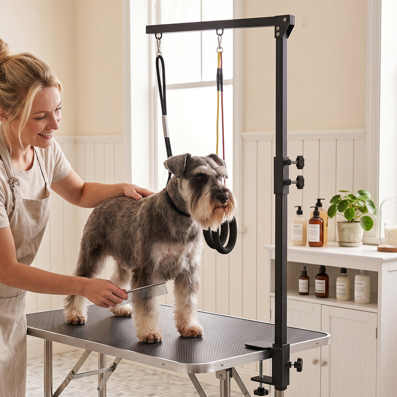Dog Grooming Arm with Clamp Adjustable Foldable Dog Grooming 2 Loop Noose Small Medium Dogs 18.9