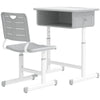 Qaba Kids Desk and Chair Set, Height Adjustable Children Study Desk and Chair with Drawer, Study Table for Bedroom, Grey