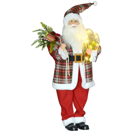 Life Size Singing and Dancing Santa Claus, Standing Animated Santa Claus with Posable Arms, Sack, Sound Activated