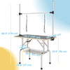 Adjustable Dog Grooming Table with 2 Safety Slings, Storage Basket, Grey