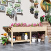 Raised Garden Bed, Wood Planter Box with Side Table, Bottom Shelf, Bed Liners and Drainage Holes, Natural