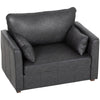 Accent Chair, PU Leather Armchair with Wide Seat, Spring Cushion, Rubberwood legs, 2 Pillows