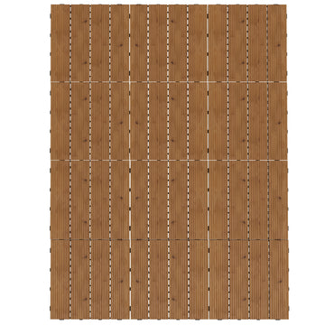 12 Pcs Garden Decking Tiles Wooden Outdoor Flooring Tiles for All Weather Use, Brown