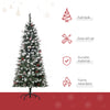 5ft Decorated Christmas Tree with Red Berries and Pine Cones, Flocked Christmas Tree with Pencil Shape, Green