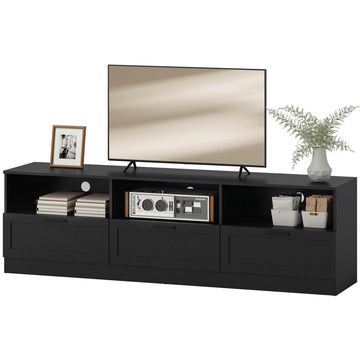 TV Stand with Storage, Modern Entertainment Center with 3 Cabinets and 3 Open Shelves, for TVs up to 85