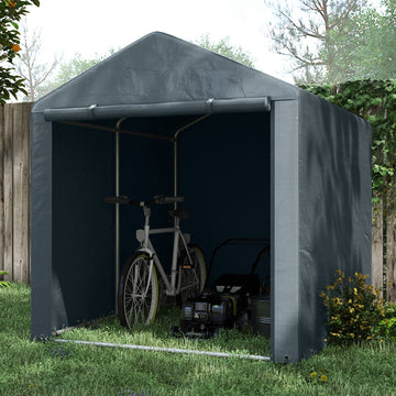 Portable Bicycle Shed with Galvanised Steel Frame and Large Door, Waterproof Outdoor Shed for Garden Tools, Dark Grey