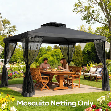 Replacement Mosquito Netting for Gazebo 10' x 13' Black Screen Walls for Canopy with Zippers, Black