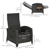 Outdoor Recliner Chair with Adjustable Backrest, Cushion, Side Tray, Dark