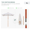 6.6x5ft  Fir Wooden Patio Umbrella Square Market Parasol Tilt Mechanism 6 Ribs Garden Sunshade, Cream White