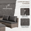8 Pieces Patio Furniture Set, Outdoor Wicker Rattan Sofa Set Yard Conversation Seat Tea Table and Footstool Garden Patio Furniture w/ 2 Set Cushion Cover Grey & Orange