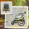 2 Seat Bike Trailer for Kids 2-in-1 Double Baby Stroller with Handbrake, Rubber Wheels, 5 Point Harness, Waterproof Cover, Storage Bag, Reflectors