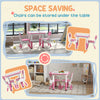 Qaba 3 Pieces Toddler Table and Chair Set, Height Adjustable Kids Table and Chair Set w/ Storage, for Playroom Pink