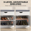 Shoe Bench with Cushion Shoe Storage Bench 3-Door Adjustable Shelves White