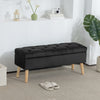 Storage Ottoman with Lid, Velvet Upholstered Storage Bench with Wood Legs for Living Room, Black