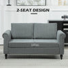 Vintage Loveseat, Upholstered Love Seat Furniture, Chenille-feel Fabric 2 Seater Sofa Couch with Rolled Arms, Gourd-Shaped Rubber Wood Legs for Living Room, Grey