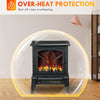 Electric Fireplace Heater, Freestanding Fireplace Stove with Realistic Flame and Overheat Protection, 750W/1500W, Black