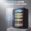 3.2 Cu.Ft Beverage Fridge, 128 Can Drink Fridge with Glass Door, Auto-Defrost and LED Light for Soda, Beer, Black