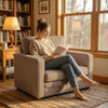 Accent Chair, Velvet-feel Fabric Armchair with Wide Seat, Spring Cushion, Solid Wood legs
