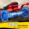 24V Electric Go Kart, Battery Powered Kids Drift Kart with Adjustable Seat, Seat Belt, Horn, Music, Light, Red