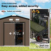 11' x 13'Garden Storage Shed w/ Foundation Kit Metal Tool Storage House w/ Double Doors, Brown