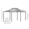 10' x 13' Patio Gazebo, Outdoor 2-Tiers Garden Canopy Yard Sunshade Shelter with Curtains