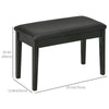Classic Piano Bench Stool, PU Leather Padded Keyboard Seat with Rubber Wood Legs and Music Storage Compartment, Smooth Seat, Black