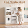 Qaba Play Kitchen, Kids Kitchen Playset with Coffee Machine, Ice Maker, Microwave, Oven, Storage, Gift for Toddlers 3+, White