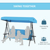 3-Seat Outdoor Porch Swing Patio Swing with Adjustable Canopy, Side Tray, Removable Cushion for Garden, Poolside, Blue
