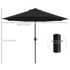 9ft Solar Patio Umbrella Outdoor Sunshade 24 LED Lights Tilt Canopy Black