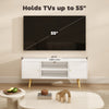TV Stand Cabinet for TVs up to 55 Inches, Entertainment Unit with Storage Shelves and Wood Legs for Living Room, White