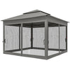 11' x 11' Pop Up Canopy 2-Tier Soft Top Shelter Event Tent w/ Netting Carry Bag for Patio Backyard Garden, Dark Grey
