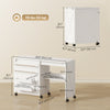 Sewing Machine Table on Wheels, Folding Craft Table with 2 Bins, Storage Shelf, 18 Pegs, Lockable Wheels, White