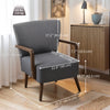 Accent Chair with Wooden Legs, Linen Fabric Armchair with Thick Padding, Comfy Chair for Living Room, Dark Grey