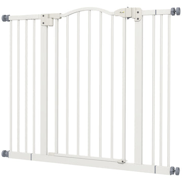 Extra Tall Dog Gate with Door, Pressure Fit, Auto Close, Double Locking for Doorways Hallways Stairs, 29