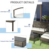 4 Pieces Patio Furniture Sets with A Loveseat, Two Armchairs and A Coffee Table, Outdoor Conversation Set with Glass Top Table, Grey PE Rattan and Cream White Cushions