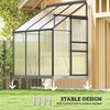 6' x 4' Aluminum Lean-to Greenhouse Polycarbonate Walk-in Garden Greenhouse with Adjustable Roof Vent, Rain Gutter and Sliding Door for Winter, Dark Grey