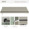 13' x 10' Retractable Awning, 280gsm UV Resistant Sunshade Shelter, for Deck, Balcony, Yard