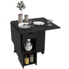 Folding Dining Table with Storage, Drop Leaf Kitchen Table with Drawer and Shelves for Small Spaces, Black
