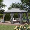 10' x 13' Patio Gazebo, Outdoor 2-Tiers Garden Canopy Yard Sunshade Shelter with Curtains