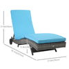 Outdoor Adjustable Wicker Chaise Lounge Chair with Cushion & Wheels for Patio, Deck, Poolside