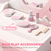 Qaba Kids Vanity Set, Makeup Table Toy with Lights, Mirror, Drawer, Accessories and Carry Handle for Girls 3-6 Years, Pink