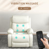 Leather Reclining Chair with Vibration Massage, Swivel Base, Rocking Function, Remote Control