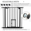 Retractable Gate Extra Wide Press-Mounted with Cat Door, Auto Closing Pet Gate for Stair, Hallway, 29-32 Inch