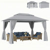 10' x 13' Patio Gazebo, UPF50+ Double Roof Outdoor Gazebo Canopy with Netting and Curtains, Steel Frame