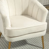 Fabric Armchair, Modern Accent Chair with Gold Metal Legs for Living Room, Bedroom, Home Office, Cream White