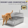 XL Stainless Steel Cat Litter Box for Big and Multiple Cats with High Wall Side, Scoop, Easy Cleaning & Odor Free