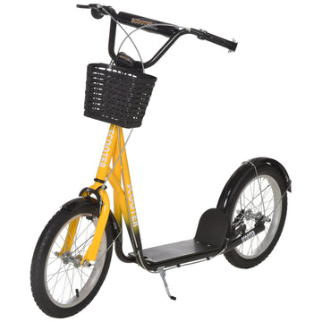 Aosom Kick Scooter with Adjustable Handlebar, Kids Scooter with 2 Brakes Basket Cupholder 16